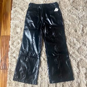 Black noir anthropology leather pants